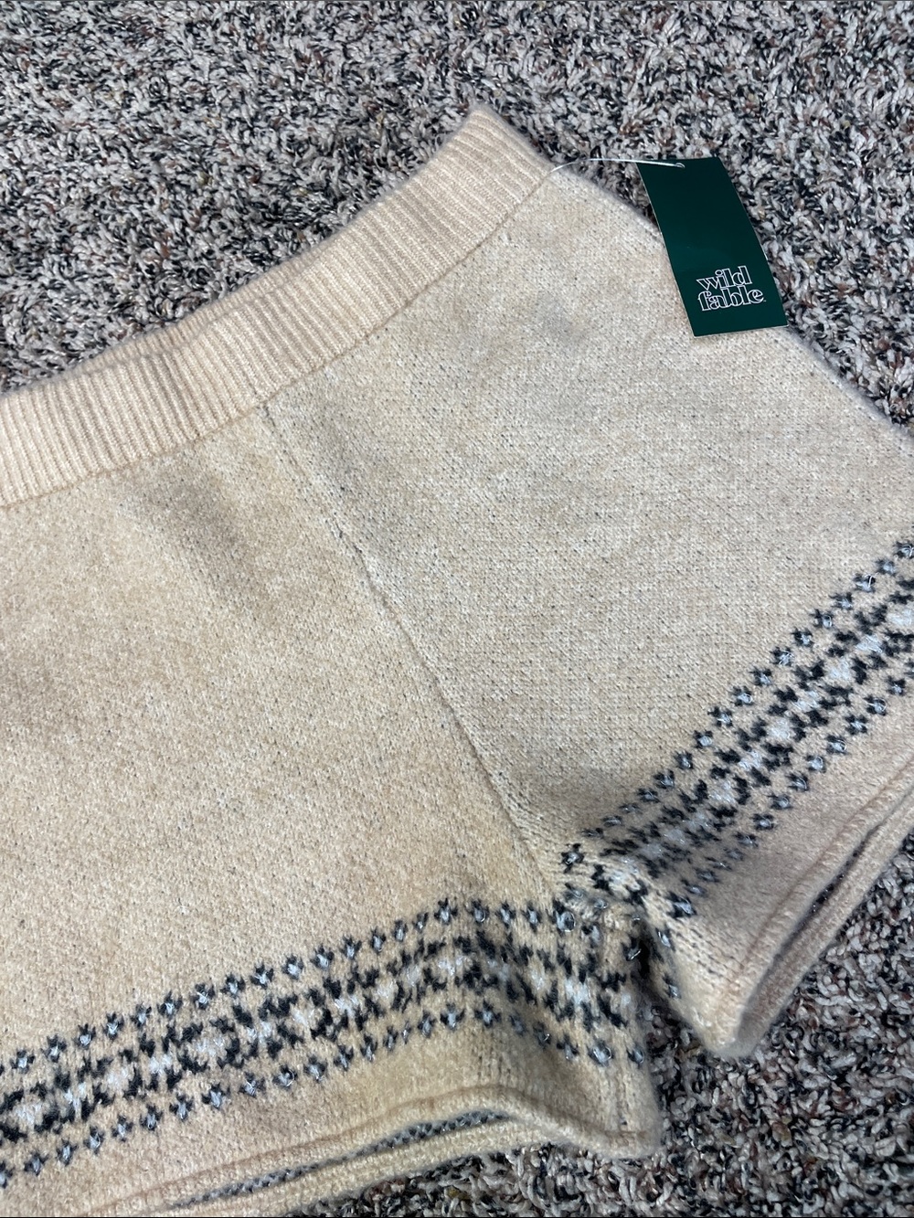 wild fable Soft Knit High-Waist Lounge Shorts Tan Black Trim Var Sizes | NWT - Picture 2 of 3